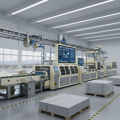 Capaciteit 3-5 miljoen m² vezelcementplaatproductielijn Hoge Automatisering PLC-besturingssysteem 1 Jaar Garantie Automatisering